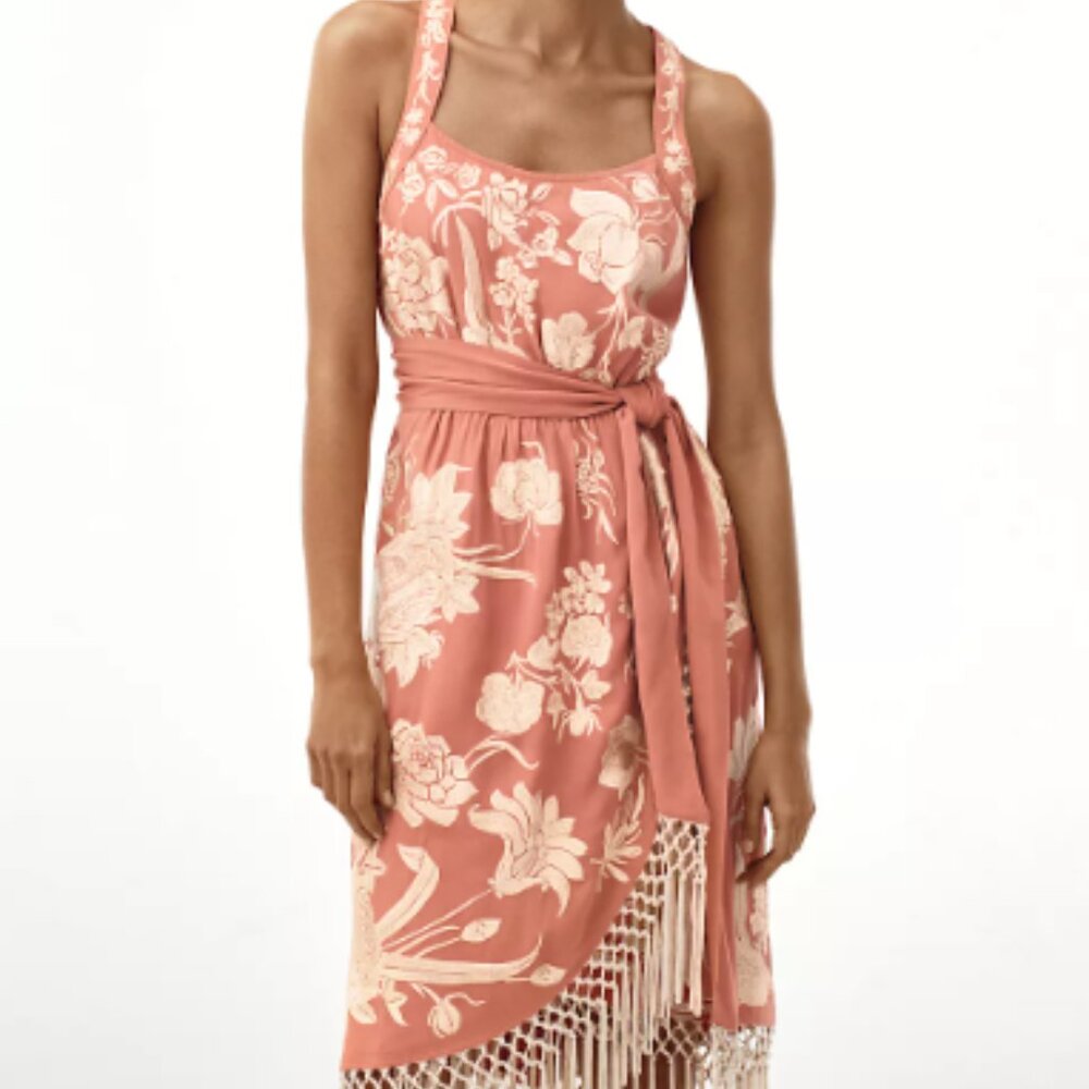 Anthropologie Lucille Embroidered Fringe 1920s Style Dress